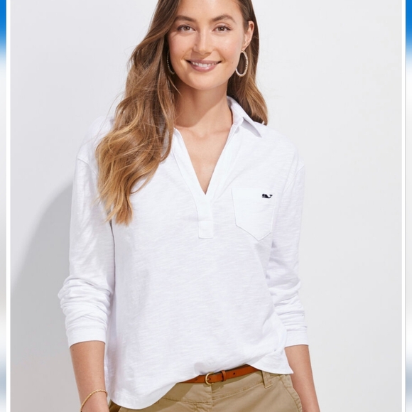 Vineyard Vines Women's Slub Popover Polo - Picture 1 of 5